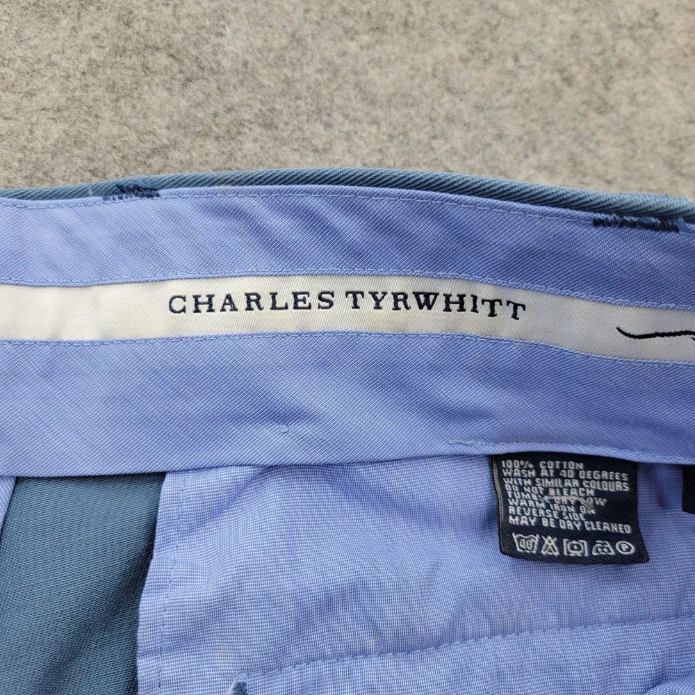 Charles Tyrwhitt Pants Mens 38x34 Blue‎ Chino 100% Cotton Straight Leg Casual